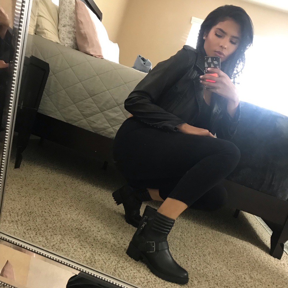Black combat boots